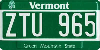 VT license plate ZTU965