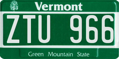VT license plate ZTU966