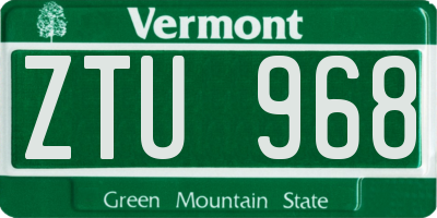 VT license plate ZTU968