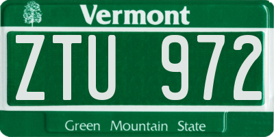VT license plate ZTU972