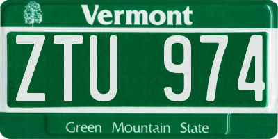 VT license plate ZTU974