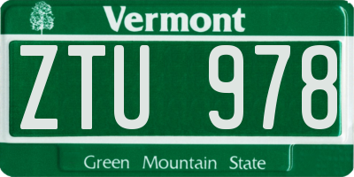 VT license plate ZTU978