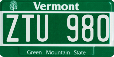 VT license plate ZTU980