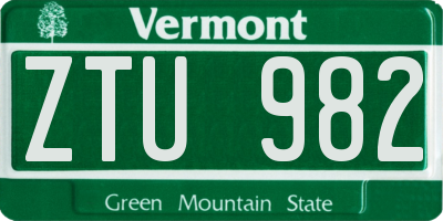 VT license plate ZTU982