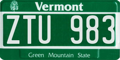 VT license plate ZTU983