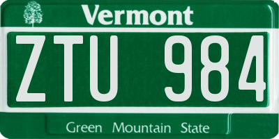 VT license plate ZTU984