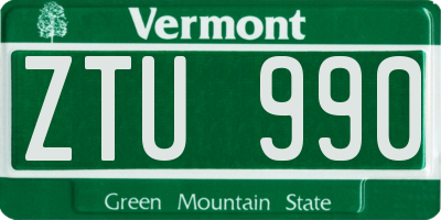 VT license plate ZTU990
