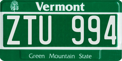 VT license plate ZTU994