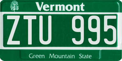 VT license plate ZTU995