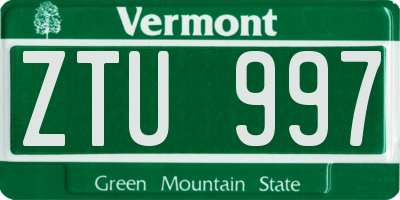 VT license plate ZTU997