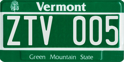 VT license plate ZTV005