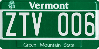 VT license plate ZTV006