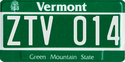 VT license plate ZTV014