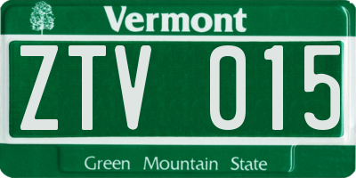 VT license plate ZTV015