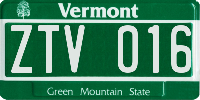 VT license plate ZTV016