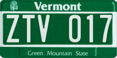 VT license plate ZTV017