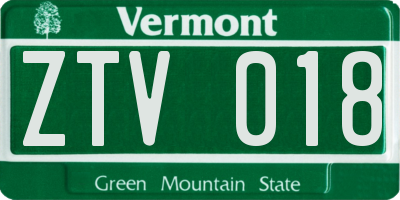 VT license plate ZTV018