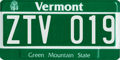 VT license plate ZTV019