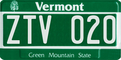 VT license plate ZTV020