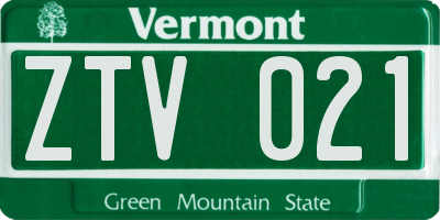 VT license plate ZTV021