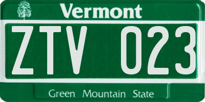 VT license plate ZTV023