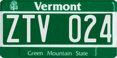 VT license plate ZTV024
