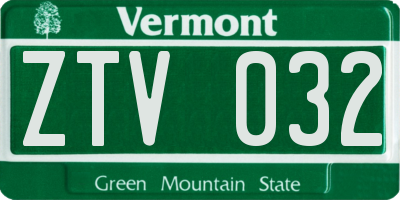 VT license plate ZTV032