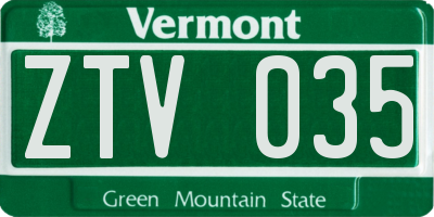 VT license plate ZTV035