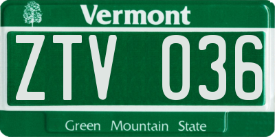 VT license plate ZTV036