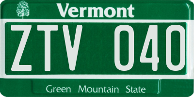 VT license plate ZTV040