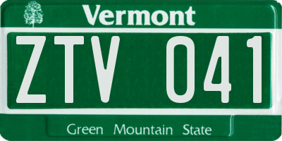 VT license plate ZTV041