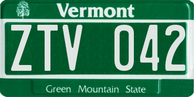 VT license plate ZTV042