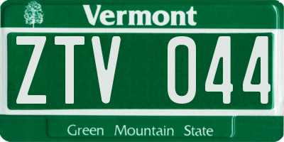 VT license plate ZTV044