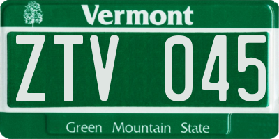 VT license plate ZTV045