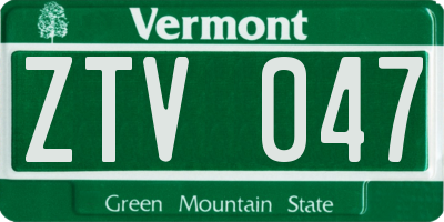 VT license plate ZTV047
