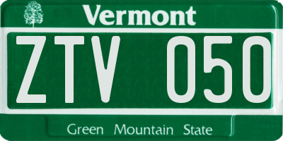 VT license plate ZTV050
