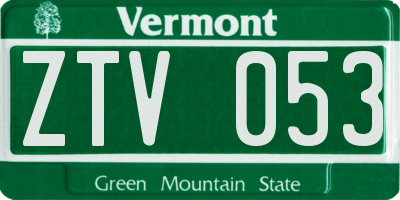 VT license plate ZTV053