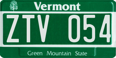 VT license plate ZTV054
