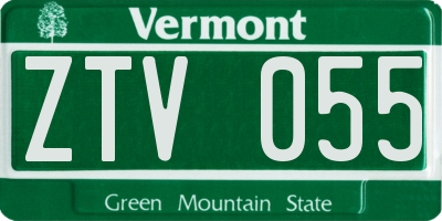 VT license plate ZTV055