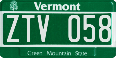 VT license plate ZTV058