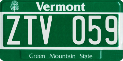 VT license plate ZTV059