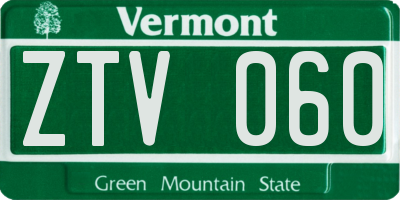 VT license plate ZTV060