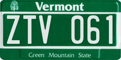 VT license plate ZTV061