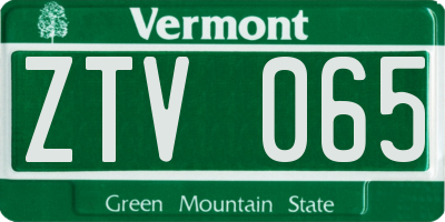 VT license plate ZTV065
