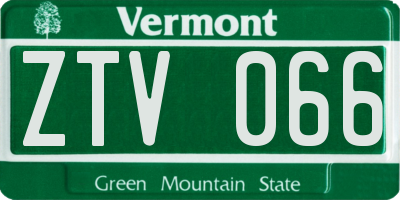 VT license plate ZTV066