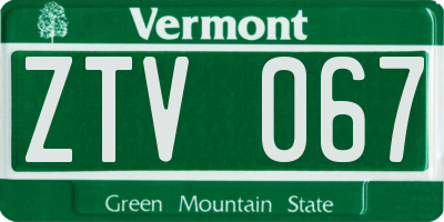 VT license plate ZTV067