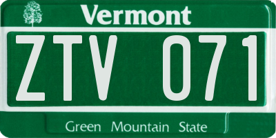 VT license plate ZTV071