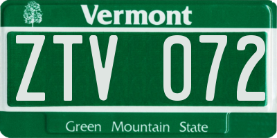 VT license plate ZTV072