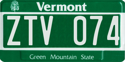 VT license plate ZTV074