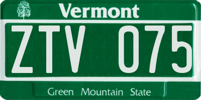 VT license plate ZTV075